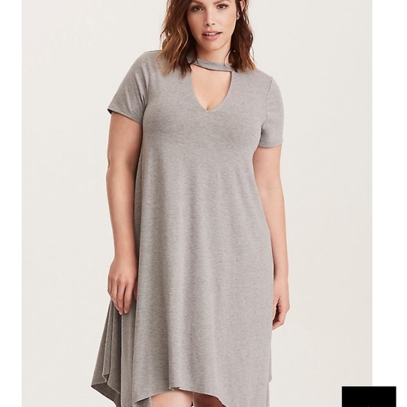 torrid Dresses & Skirts - Torrid GREY CUTOUT MOCK NECK TRAPEZE DRESS